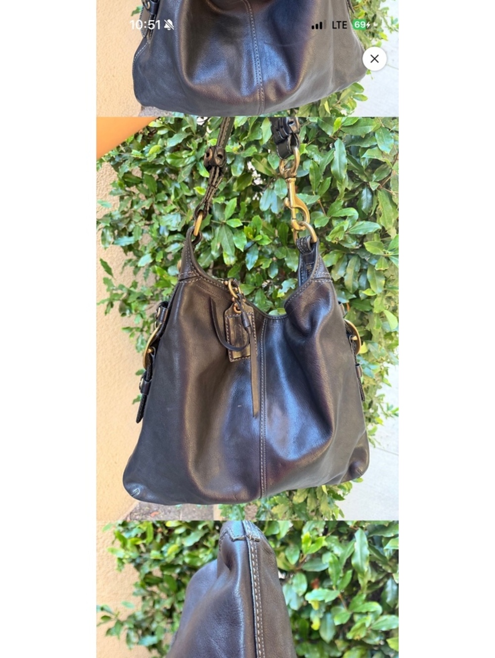 Coach Bleecker Felicia Slim Duffle XL 11424 Black leather Hobo Shoulder Tartan - Picture 2 of 5